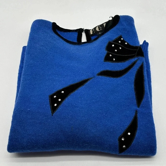 P.G.E. Vintage Lambswool and Angora Rabbit Hair Blue pullover Sweater Size Small - Picture 7 of 7